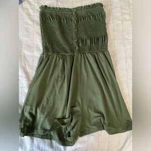 Army Green Strapless Romper- Size M